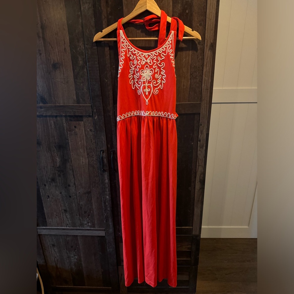 Vintage Embroidered Orange Dress